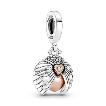 Charm pendente joaninha e coração - pandora club 2022