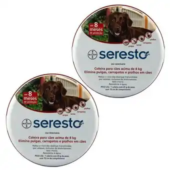 Pão de Açúcar Coleira seresto cães acima 8kg 70cm bayer kit 2 unid oferta