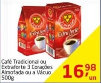 Tenda Atacado Cafe Tradicional ou Extraforte 3 Coracoes Almofada ou a vacuo 500g oferta