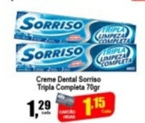 Higa's Supermercado Creme Dental Sorriso Tripla Completa 70g oferta