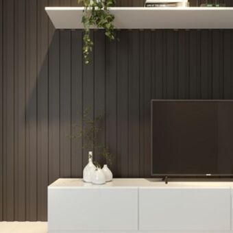 Ripado para painel de madeira mdf 2,50m x 1,5cm x 6cm preto moldurama