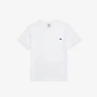 Lacoste Camiseta masculina regular fit em poliéster e algodão com gola careca oferta