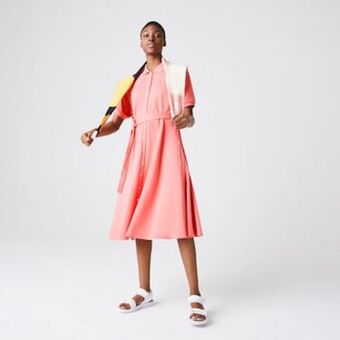 Lacoste Vestido polo feminino em piqué de algodão com cinto oferta