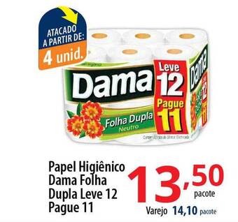 Akki Atacadista Papel higiênico dama folha dupla leve 12 pague 11 oferta