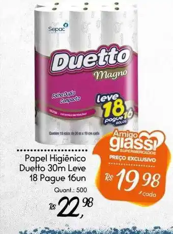 Giassi Supermercados Papel higiênico duetto 30m leve 18 pague 16 un oferta