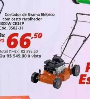 Lojas Becker Cortador De Grama Elétrico Com Cesto Recolhedor I300w Ce35p oferta