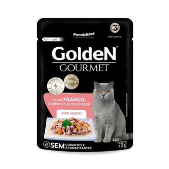 Petz Ração úmida golden gourmet para gatos adultos sabor frango 70g oferta