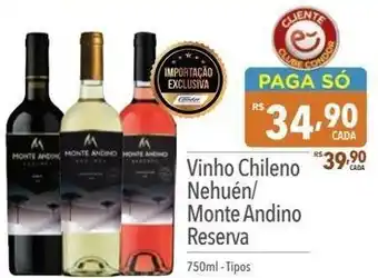 Supermercados Condor Vinho Chileno Nehuen/ Monte Andino Reserva 750ml oferta