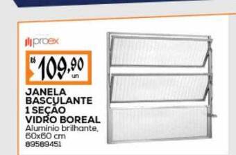 Janela basculante 1 seção vidro boreal