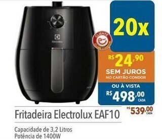 Supermercados Condor Fritadeira Electrolux EAF10 3.2L oferta