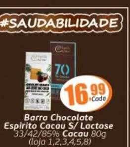 Barra chocolate espirito cacau s lactose 33 42 85% cacau