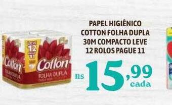 Bahamas Supermercados Papel higiênico cotton folha dupla compacto leve 12 rolos pague 11 oferta