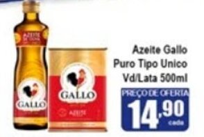 Higa's Supermercado Azeite Gallo Puro Tipo Unico vd/ lata 500ml oferta