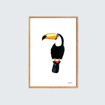 Quadro em vidro com moldura de madeira tucano