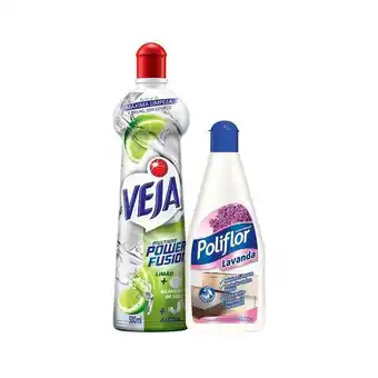 Pão de Açúcar Kit limpador multiuso veja power fusion limão 500ml + lustra móveis poliflor lavanda 200ml oferta