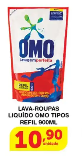 Roldão Lava roupas Liquido Omo Tipos 900ml oferta