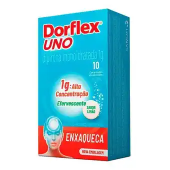 Drogaria São Paulo Analgésico dorflex uno 1g enxaqueca 10 comprimidos efervescentes oferta