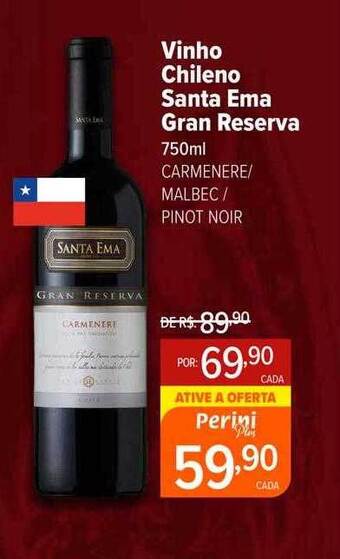 Perini Vinho chileno santa ema gran reserva oferta