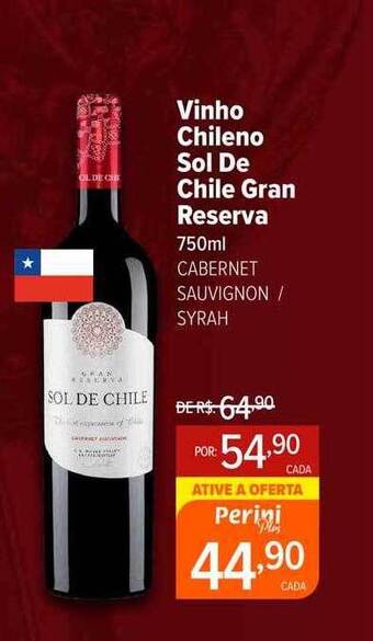 Perini Vinho chileno sol de chile gran reserva oferta
