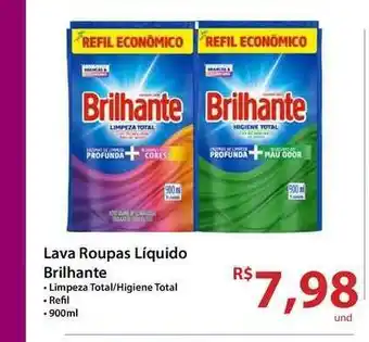 Lava Roupas Líquido Brilhante Limpeza Total Higiene Total Refil 900ml
