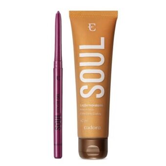 Combo soul: loção hidratante glitter 60ml + lapiseira delineadora metalizada rosa 300mg