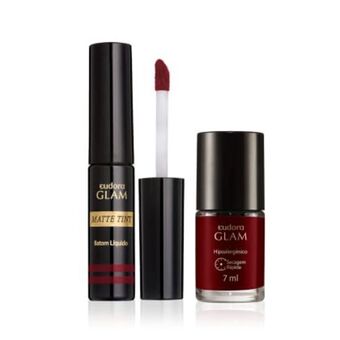 Kit batom matte tint bordô intenso + esmalte vinho magnífico