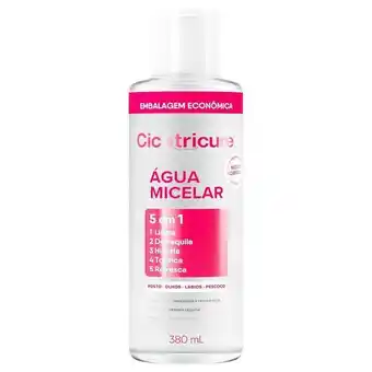 Farmácias Pague Menos Cicatricure água micelar limpeza eficaz, demaquila, hidrata, tonifica e refresca, 380ml oferta