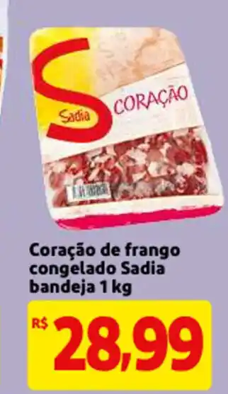 Mercado Extra Coracao de frango Congelado Sadia bandeja 1kg oferta