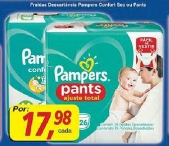 Supermercados Guanabara Fraldas Descartaveis Pampers Comfort Sec ou Pants oferta