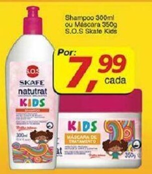 Supermercados Guanabara Shampoo 300ml ou Mascara 350g S.O.S Skafe Kids oferta