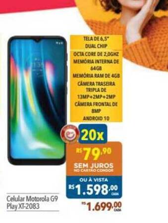 Supermercados Condor Celular Motorola G9 Play Xt 2083 oferta