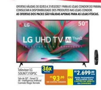 Supermercados Condor Televisor Lg 50un7310psc oferta
