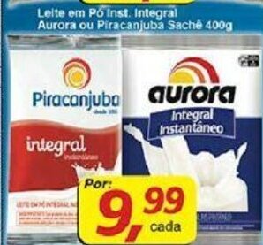 Supermercados Guanabara Leite em po inst. Integral Aurora ou Piracanjuba sache 400g oferta
