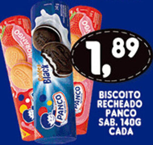 Supermercados Cristal Biscoito Recheado Panco Sab. 140g cada oferta