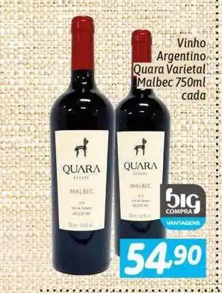 Supermercados Big Compra Vinho argentino quara varietal malbec oferta