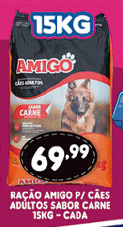 Supermercados Cristal Racao Amigo p/ Caes Adultos Sabor Carne 15kg - cada oferta