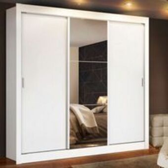 Novo Mundo Guarda-roupa casal madesa mônaco 3 portas de correr com espelh oferta