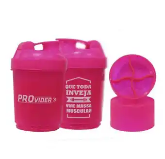 Coqueteleira compartimentos provider rosa 500ml