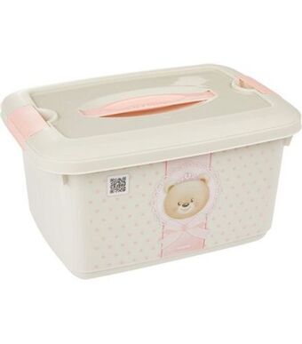 Freitas Varejo Caixa organizadora infantil de plástico com tampa ursa rosa plasútil 5,2l 8205 oferta