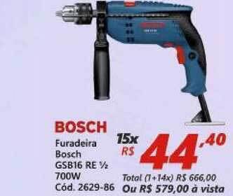 Lojas Becker Furadeira Bosch Gsb16 Re 1 2 700w oferta
