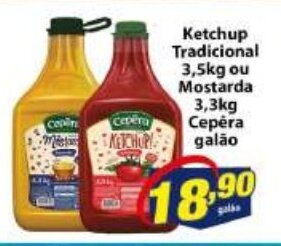 Vencedor Atacadista Ketchup Tradicional 3.5kg ou Mostarda 3.3kg Cepera galao oferta