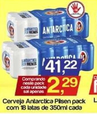 Supermercados Gricki Cerveja Antarctica Pilsen pack com 18 latas de 350ml cada oferta