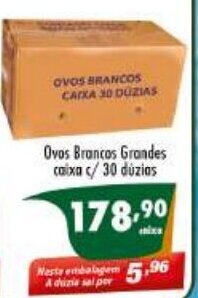 Vencedor Atacadista Ovos Brancos Grandes Caixa c/ 30 duzias oferta