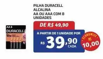 Pilha duracell alcalina aa ou aaa com 8