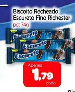 Nordestão Biscoito recheado escureto fino richester oferta