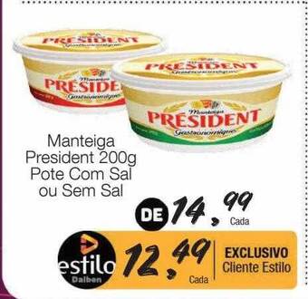 Supermercado Dalben Manteiga president pote com sal ou sem sal oferta