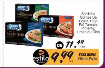 Supermercado Dalben Sardinha gomes da costa filé tomate pimenta limão ou óleo oferta