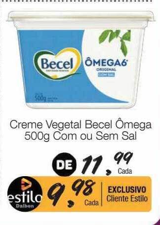 Supermercado Dalben Creme vegetal becel ômega com ou sem sal oferta