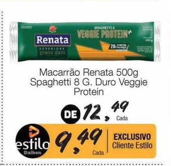 Supermercado Dalben Macarrão renata spaghetti 8 g duro veggie protein oferta