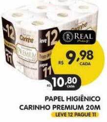Supermercados Real Papel higiênico carinho premium leve 12 pague 11 oferta